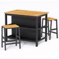 3 Pcs Dining Table Set Rustic Retro Breakfast Table Dining Stools Rubberwood For 2 With Two Open Shelves For Small Space Kitchen Dining Room W69165661 Black Rubber Wood