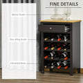 Homcom Wine Bar Cabinet, Modern Buffet Cabinet With 16 Bottle Wine Holder And Drawer, Kitchen Storage Cabinet For Living Room, Home Bar, Dark Brown Espresso Mdf