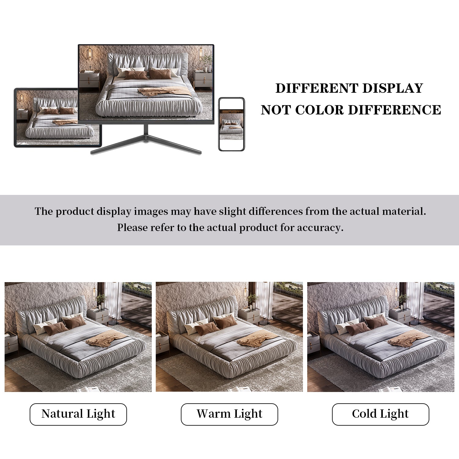 King Size Luxury Upholstered Platform Bed With Removable Cushion And Solid Wood Frame,Suitable For Multiple Heights Of Mattresses,Light Grey King Light Grey Upholstered