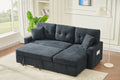 Sectional Sofa Bed L Shaped Sofa Couch Bed With Usb Port, Reversible Sofa Couch Sleeper With Pull Out Bed, Chaise With Storage, Pull Out Couch For Living Room Black Wood Fabric 3 Seat