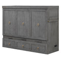 Queen Size Murphy Bed With Usb Port And A Large Drawer, Gray Gray Solid Wood Mdf