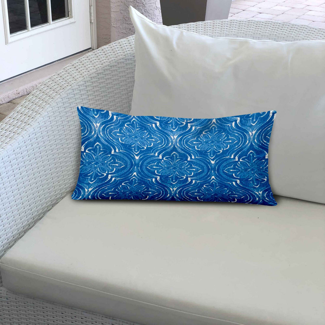 Atlas Indoor Outdoor Soft Royal Pillow, Sewn Closed, 14X20 Multicolor Polyester