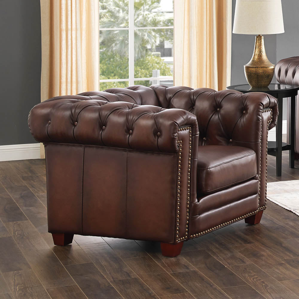 Stanwood Leather Chair Caramel Down Filling Genuine Leather