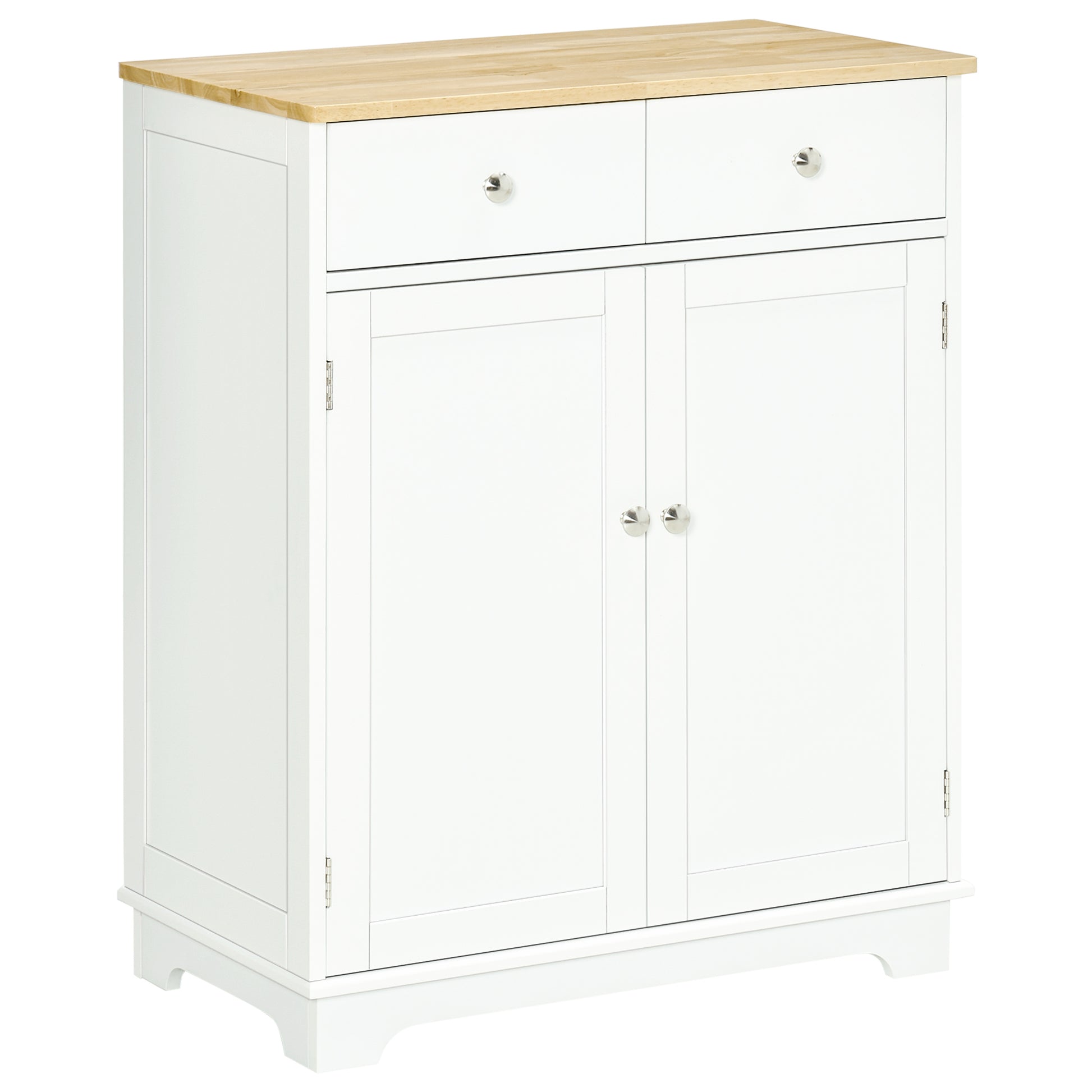 Homcom Sideboard Buffet Cabinet, 2 Doors Door Kitchen Cabinet, Coffee Bar Storage With 2 Drawers, Adjustable Shelf For Living Room And Hallway, White White Mdf