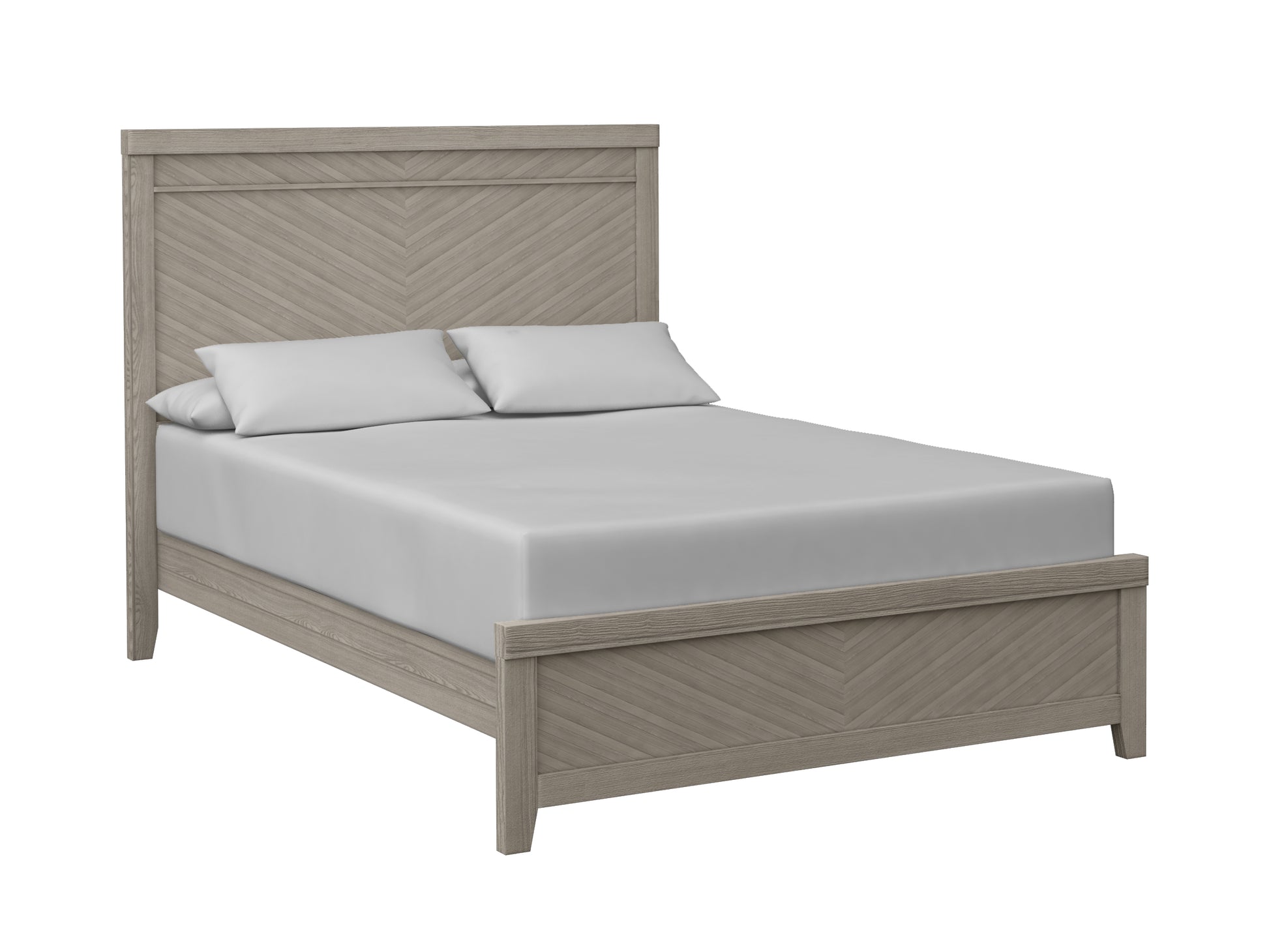 Queen Bed Light Gray Solid Wood Mdf