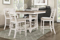 Antique White Finish Counter Height Set 5Pc Table With Bottom Storage And 4 Counter Height Chairs Farmhouse Style Dining Kitchen Set Wooden Furniture Wood Wood Antique White,Brown Seats 4 Wood Dining Room Farmhouse Square Wood