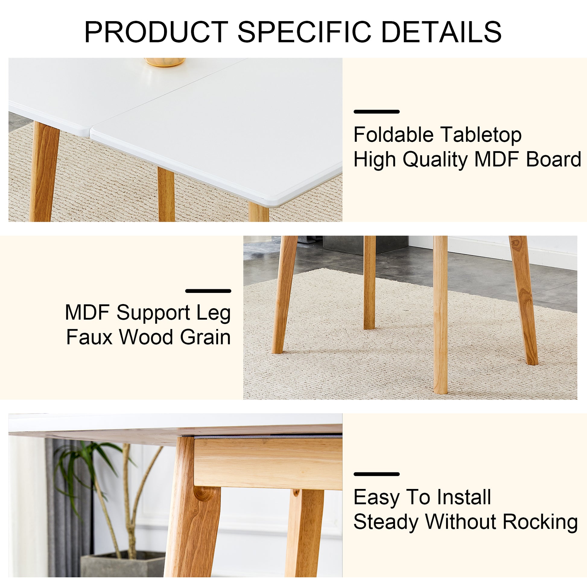 White Stone Burning Tabletop With Rubber Wooden Legs, Foldable Computer Desk, Foldable Office Desk,4 Modern Chairs Can Rotate 360 Degrees,The Seat Cushion Is Made Of Pu Material. Zd 1545Sc 003 White Sintered Stone