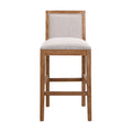 30.5 Inch Height Bar Stools Set Of 2, Rubber Wood Frame,Fabric Sponge Cushion And Upholstered Barstools, Retro Bar Chairs Suitable For Kitchen Island,Bedroom,Dining Room. Rubberwood Beige,Wood