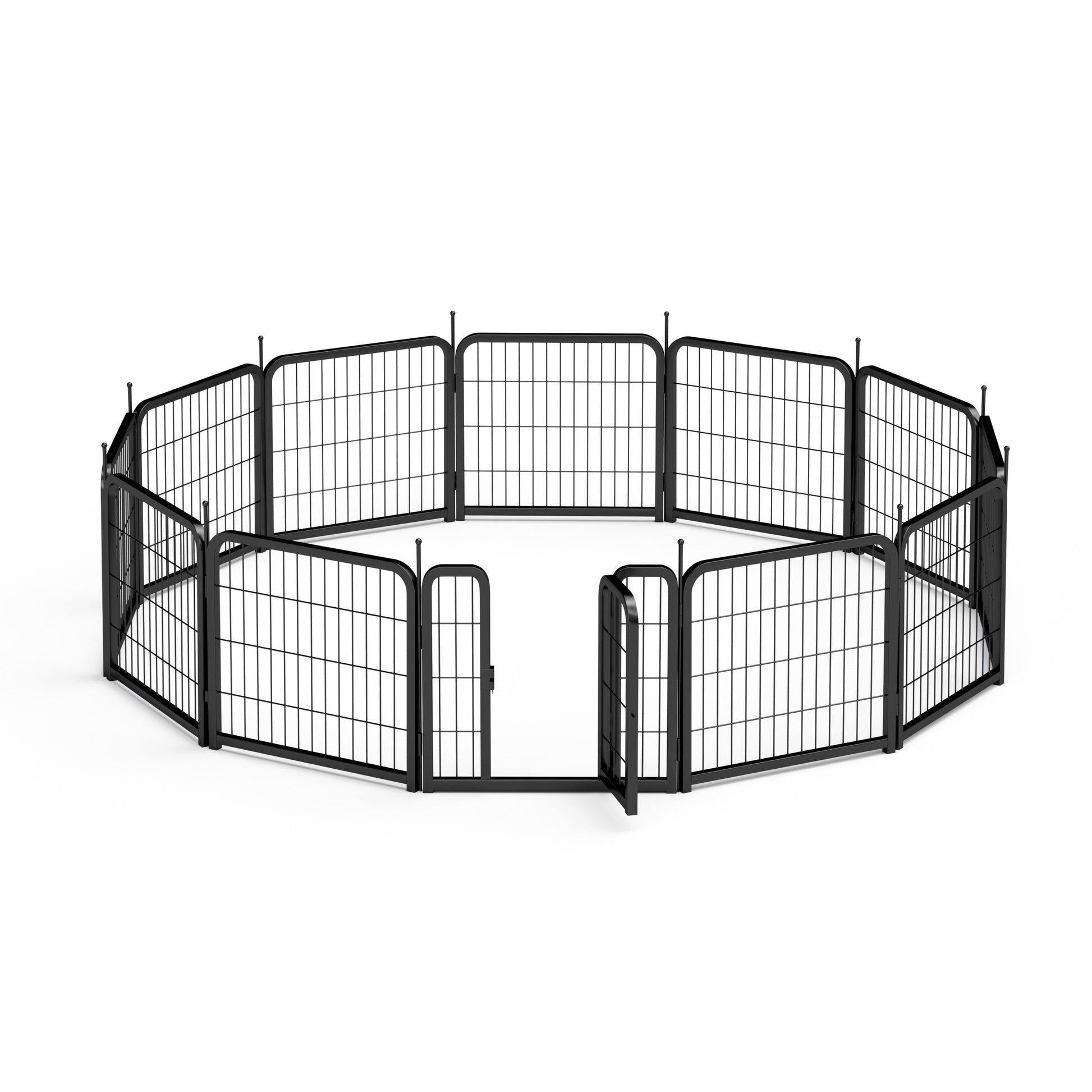 Dog Playpen Outdoor, 12 Panel Dog Fence 24" Pet Pen For Small Dogs Pet Exercise Pen For Puppy Rabbit Small Animals Portable Playpen For Rv Camping Garden Yard, Indoor. Black, 22.2'' W X 23.6'' H. Black Iron