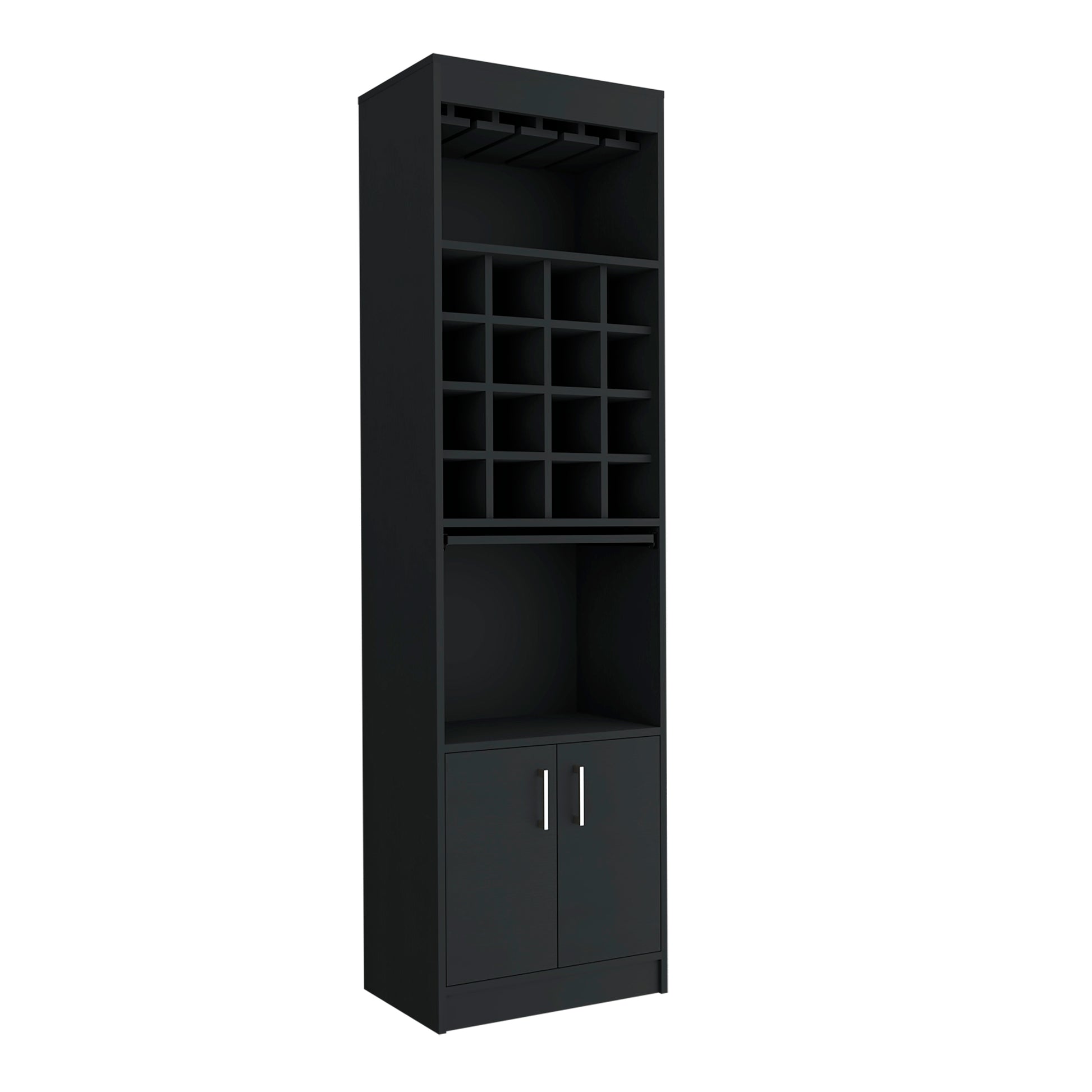 Being Kava Bar Cabinet, Double Door, Two Shelves, Sixteen Built In Wine Rack Black Black Dining Room Modern Particle Board Particle Board