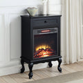 Black 1 Drawer Fireplace With Queen Ann Leg Electric Black Primary Living Space Freestanding Wood Electric