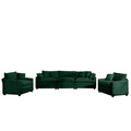 Luxurious And Sophisticated Sofa Set With Soft Cushions And Pillows, Home For Living Rooms And Clubs As Well As Home Theaters, Consisting Of Two Single Sofas And A 3 Seater Sofas In Green Corduroy Fab Green Corduroy 5 Seat