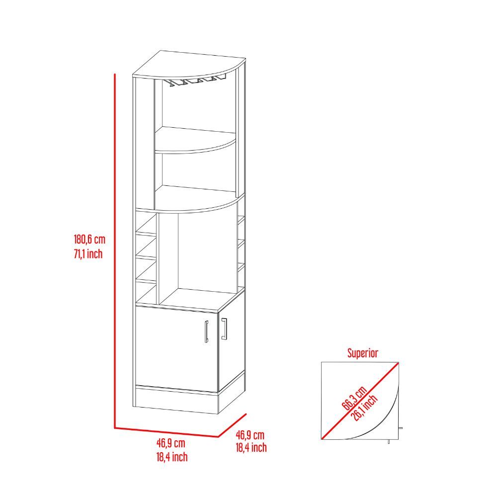 Seattle Bar Cabinet, Eight Bottle Cubbies, Two Large Open Shelves Light Gray Particle Board Engineered Wood