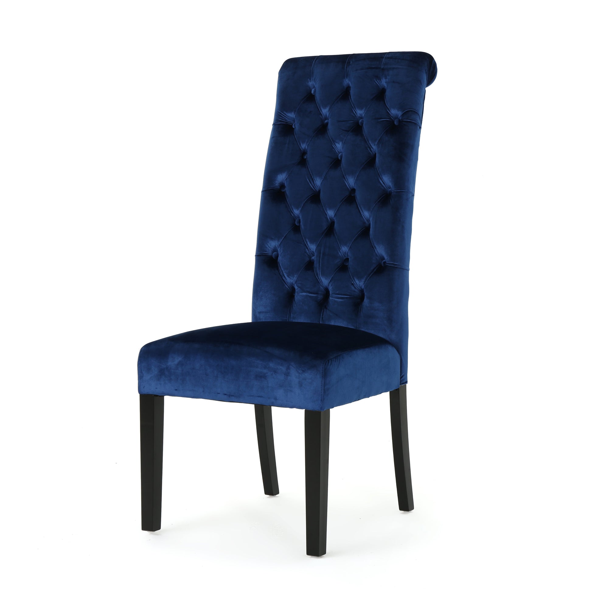 George Hi Back Kd Dining Chair Navy Blue Velvet