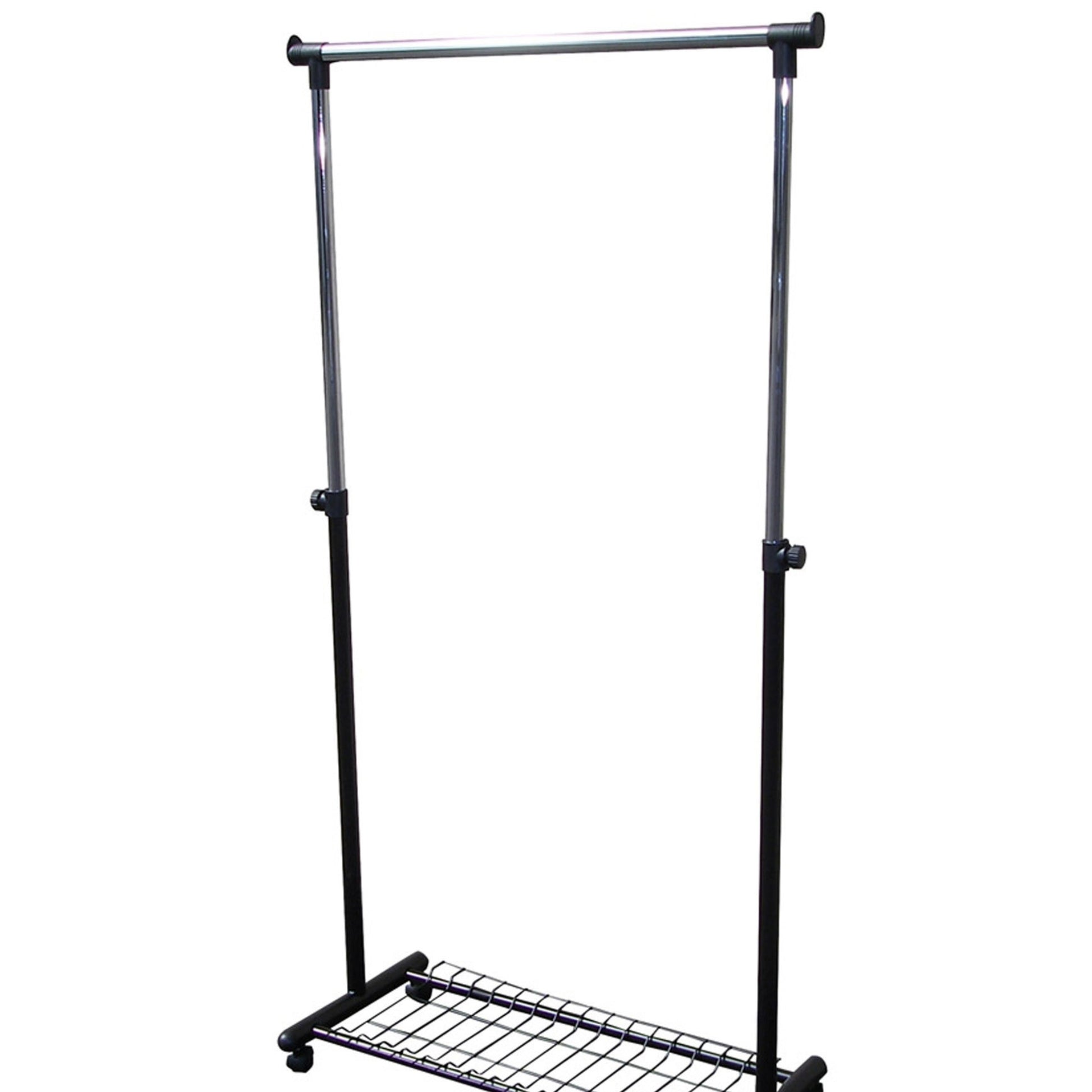 66" Tall Metal Coat Rack With Black Finish Black Wood