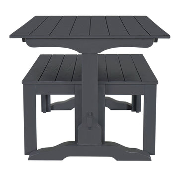 3 Piece Retro Dining Set, Rectangular Trestle Table And 2 Wood Benches For 4 People For Dining Room And Kitchen Grey Grey Solid Wood Mdf