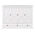 Solid Pine Murphy Bed Chest Cube Cabinet Bed With Charging Station And Large Storage Drawer For Home Office Or Small Room,Full,White Box Spring Not Required Full White Wood White Pine Murphy Solid Wood Mdf