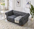 Classic Chesterfield Sofa Loveseat For Living Room Grey Faux Leather Grey Foam Technical Leather 2 Seat