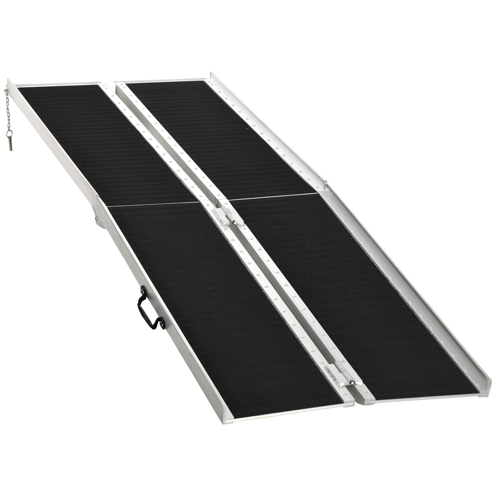 Homcom Portable Wheelchair Ramp For Home, Threshold Handicap Ramp 8' Black Aluminum