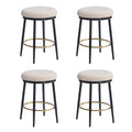 24.75'' Modern Counter Stools Set Of 4,White Counter Stools With Iron Frame,Sponge Cushion,Footrest,Suitable For Kitchen Bedroom Dining Room. Iron White Kitchen Sponge Round Contemporary Set Of 4 Or