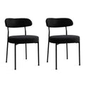 Boucle Upholstered Dining Chairs With Curved Backrest & Metal Legs Set Of 2, Black Metal Black Dining Room Foam Classic,Modern Dining Chairs Set Of 2 Fabric Metal