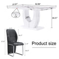 Table And Chair Set, Modern Luxurious White Imitation Marble Pattern Mdf Dining Table,Rectangular Dining Table, Matched With Uniquely Shaped Pu High Backrest Seats,Suitable For Various Occasions. White Black Seats 4 Mdf