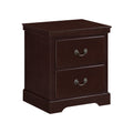 1Pc Classic Traditional 2 Drawers Nightstand Cherry Finish Bedroom Furniture Wooden Bedside Table Cabinet Cherry 2 Drawers Drawers Wood