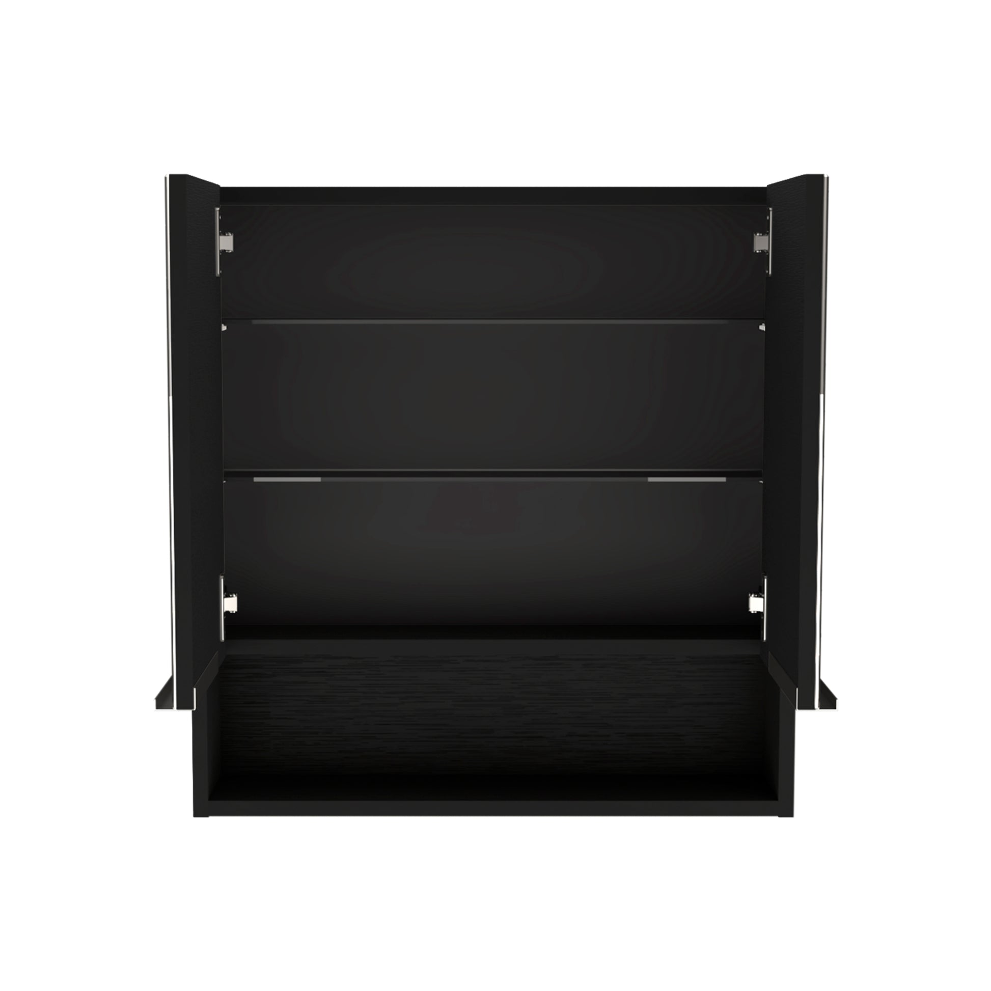 Medicine Cabinet, One Open Shelf, Three Interior Shelves, Black Black Particle Board Particle Board