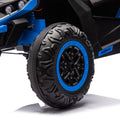 24V Two Seater Kids Ride On Utv W Parents Remote Control,Four Wheel Suspension,Slow Start,Large Wheel Design,Anti Collision Bar,Storage Space,Music,Usb,Bluetooth,Volume Control,Led Lights For Kids 3 . Blue 100 149 Lbs Polypropylene