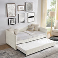 Daybed With Trundle Upholstered Tufted Sofa Bed, Twin Size, Boucle Fabric, Beige 83