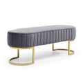 Bench Bedroom Bench ,Velvet Oval Upholstered End Of Bed Bench With Golden Metal Legs ,48