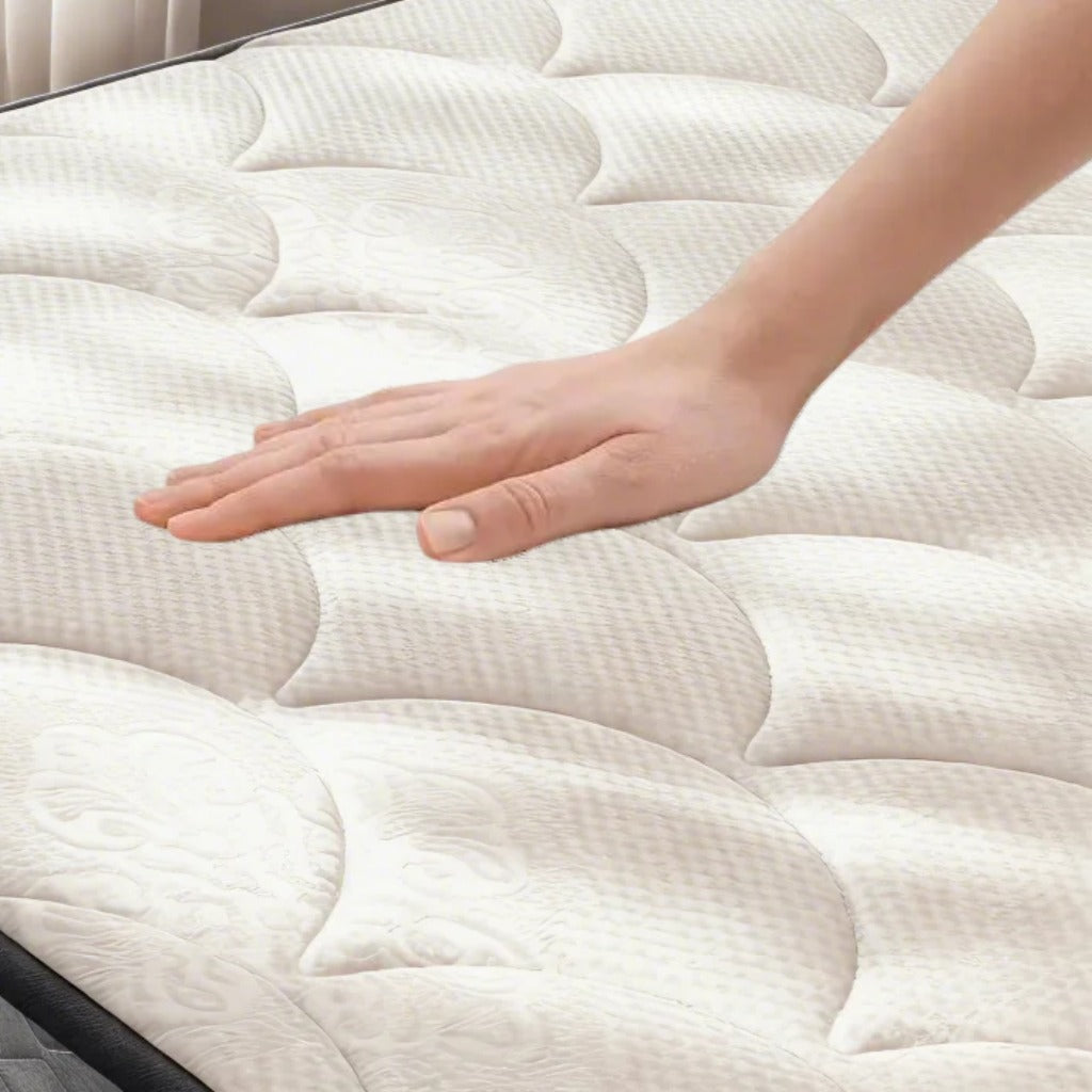 Made In Usa 12" Queen Euro Top Pocket Coil And Cooling Gel Memory Foam Highlyquilted Cover Hybrid Mattress, Pressure Relief, And Motion Isolation, Certipur Us In A Box White Gray Foam Spring Queen