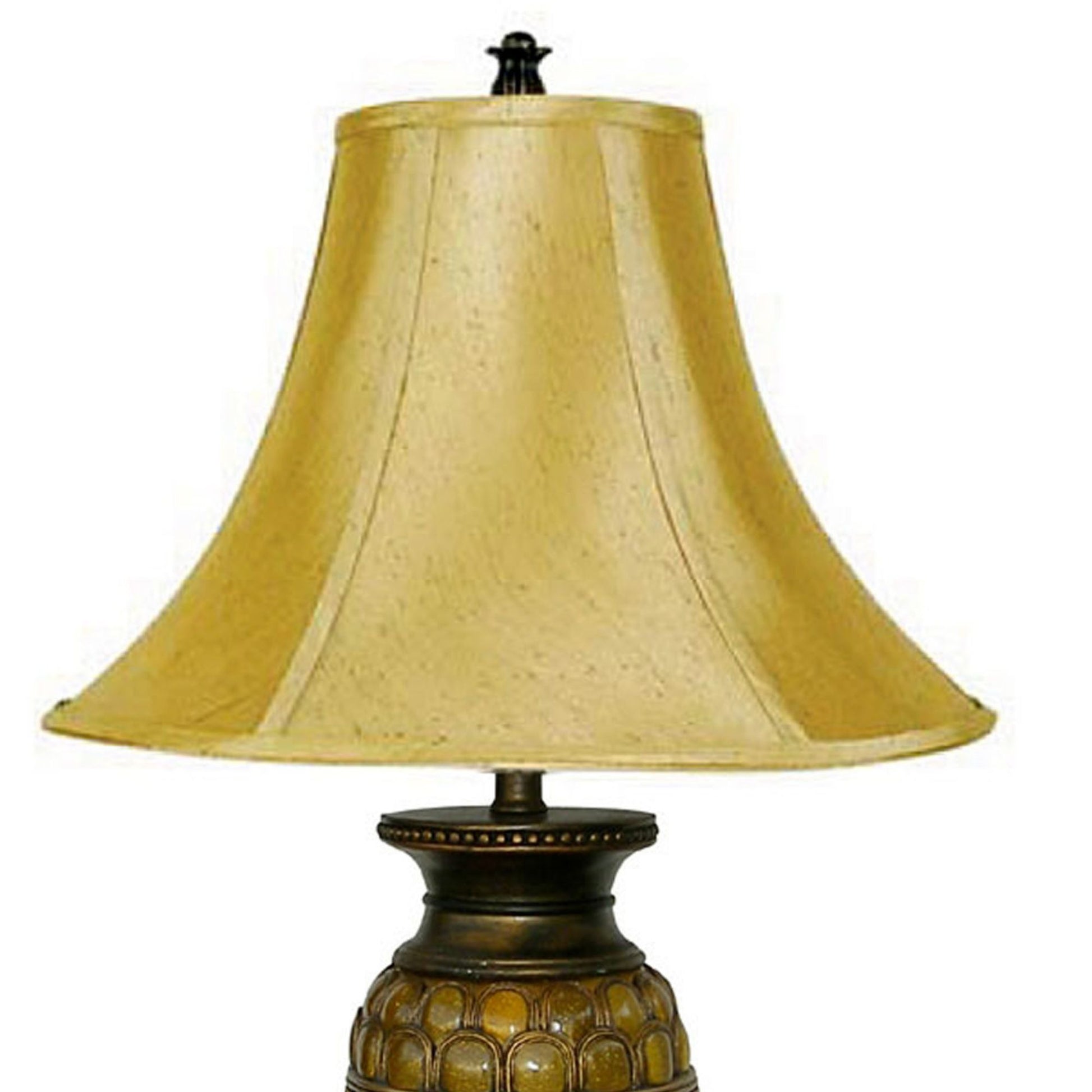 31" Tall Polyresin Table Lamp With Honey Finish, Gold Tone Linen Shade Multicolor Polyresin