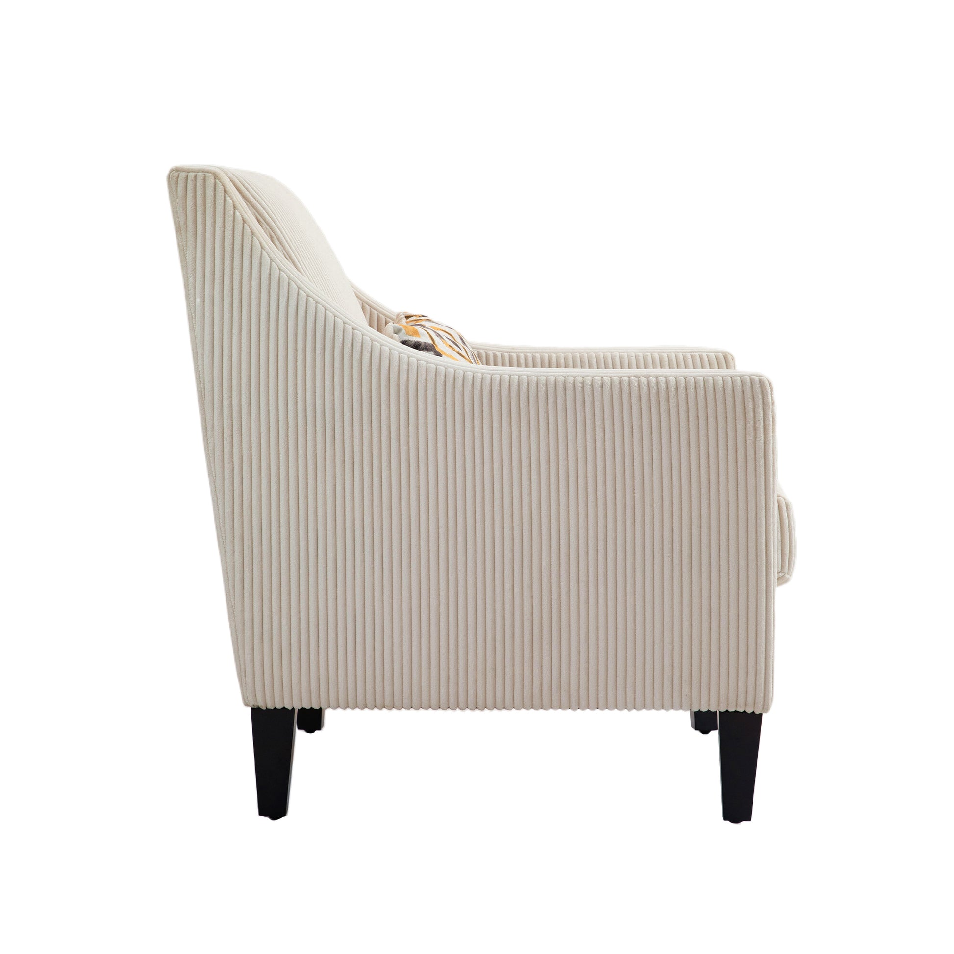 Coolmore Modern Accent Chair,Upholstered Armchair With Scooped Arms For Bedroom,Apartment,Studio,Office,Waiting Room Beige Corduroy Beige Primary Living Space Foam Corduroy