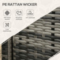 Outsunny Pe Rattan Outdoor Bar Table, Outdoor Kitchen Island With 2 Tier Shelf & Cabinet, Patio Serving Cart With Glass Top, Handles, Towel Racks For Poolside, Garden, Mixed Gray Gray Steel
