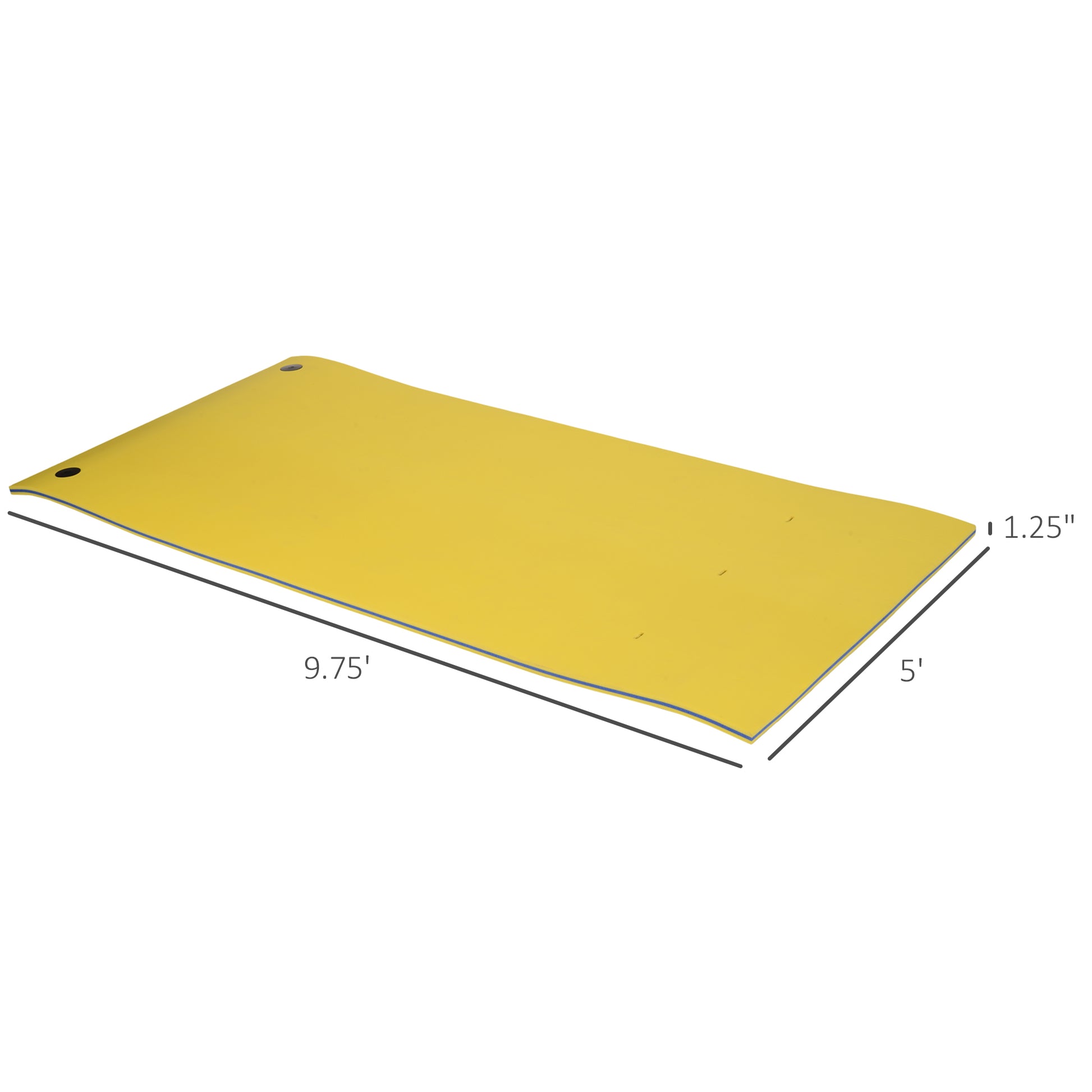 Homcom 10' X 5' Floating Mat, 3 Layer Swimming Pool Floating Water Mat Portable Foam Raft, Thick And Durable Water Activities Mat For Lake, Oceans, Yellow Yellow Plastic