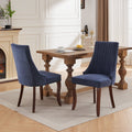 Rayon Cloth Flocking Linen Dining Chairs Channel Kitchen Dinner Chair Comfy Fabric Upholstered Accent Chair For Dining Room With Curved Solid Wood Legs,Set Of 2 Blue , Sw1847Bl Blue Light Brown Dining Room American Design,American Traditional Dining