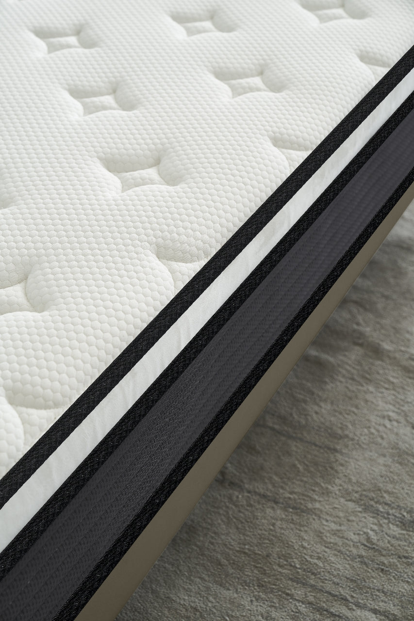 Hybrid 10 Inch Queen Mattress In A Box, Pillow Top Bed Cushion Withand Hypoallergenic Design, Medium Firm For Lumbar Support White Gray Foam Spring Queen