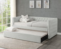 Luxurious 1Pc Modern Daybed Button Tufted Trim Bedroom Living Room Furniture Dove Gray Finish Gray Wood Modern Solid Wood