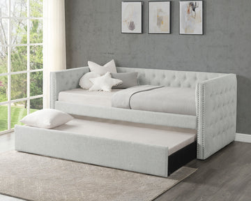 Luxurious 1Pc Modern Daybed Button Tufted Trim Bedroom Living Room Furniture Dove Gray Finish Gray Wood Modern Solid Wood