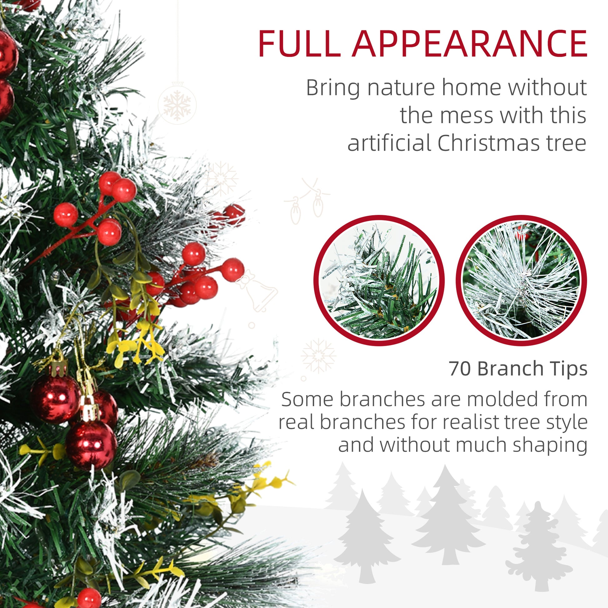 Homcom 2.5 Ft 30" 2 Pack Outdoor Entryway Pre Lit Artificial Christmas Tree Cordless With 70 Branches, Warm White Led Lights, Red Berries, Pine Cones, Balls, Green Green Plastic