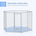 Pawhut 9.2' X 8' X 5.6' Dog Kennel, Outdoor Dog Run With Lockable Door For Medium And Large Sized Dogs, Silver Silver Steel