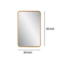 38 Inch Wood Wall Mirror, Metal Frame, Rounded Corners, Gold Gold Wood Metal