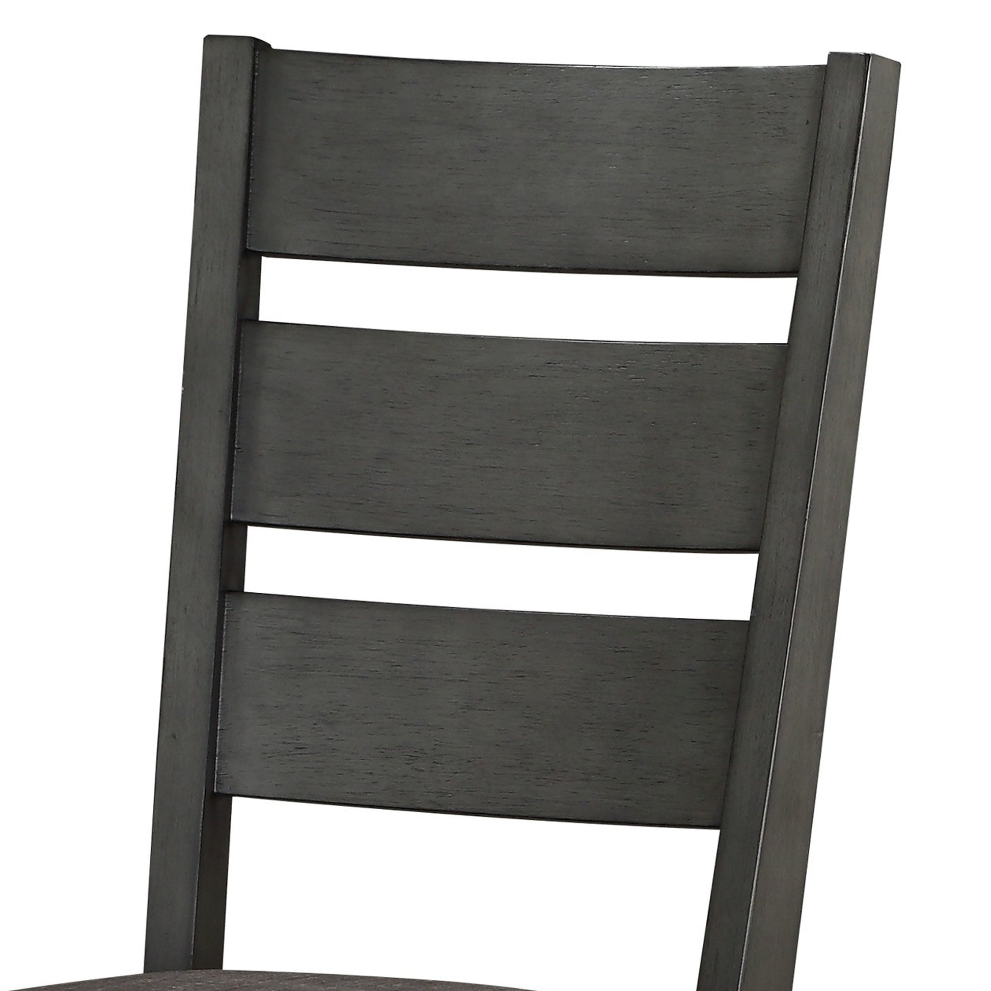 Transitional Wooden Side Chair, Fabric Padded Seat, Set Of 2, Gray Gray Wood Fabric