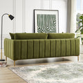 Danton Olive Green Velvet Sofa Gold,Light Green,Olive Green Velvet Metal Primary Living Space Metal,Velvet 3 Seat