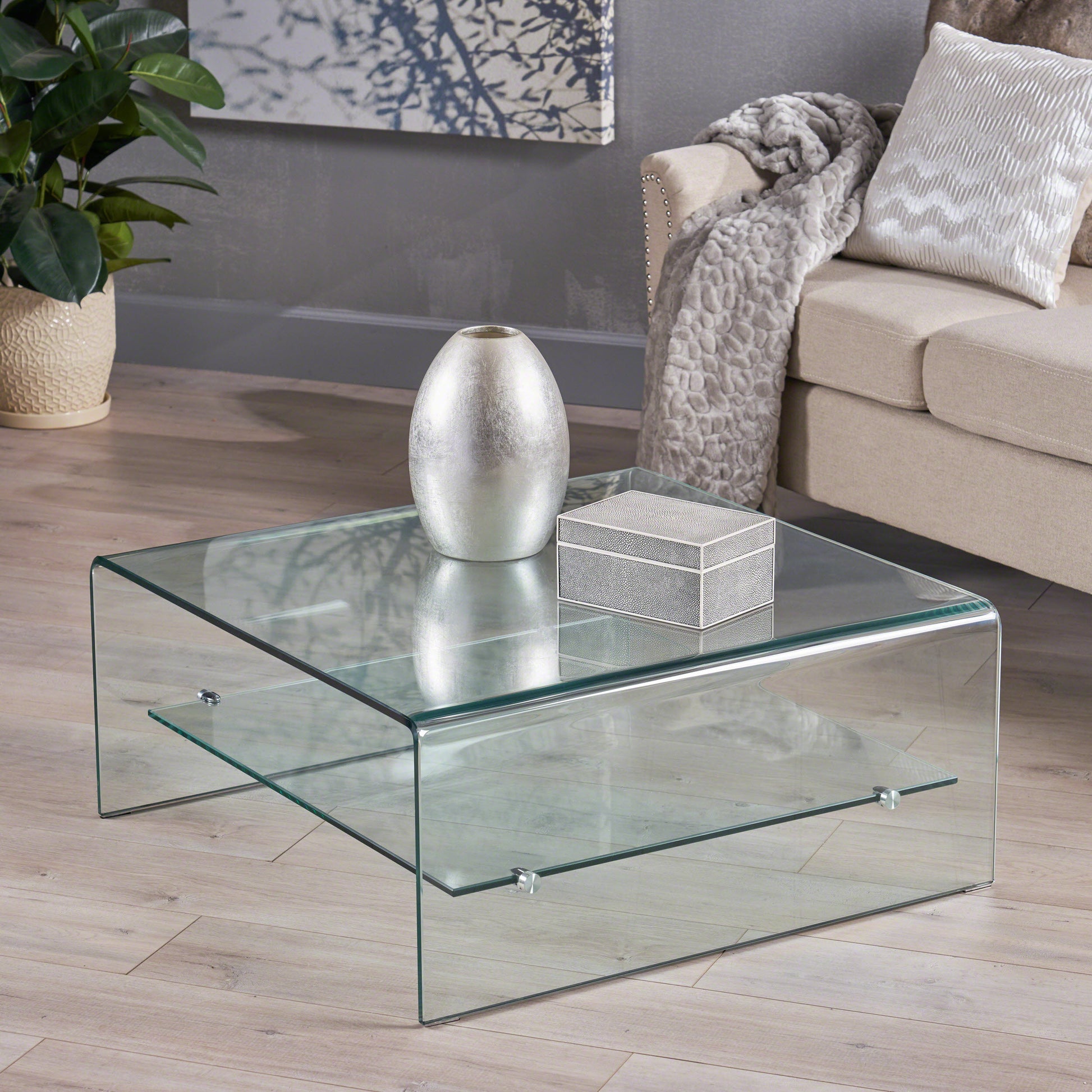 Coffee Table Clear Tempered Glass