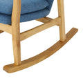 Elegant Solid Wood Rocking Chair With Blue Linen Cushion Blue Fabric