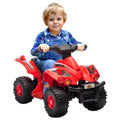 Qaba Kids Atv, 6V 4 Wheeler Kids Quad Car, Battery Powered Electric Ride On Toy With Music For Boys & Girls Ages 2 6 Years, Red Red Plastic