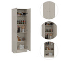 Virginia Double Door Storage Cabinet, Five Shelves White Kitchen Contemporary Melamine Engineered Wood