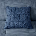 7 Piece Printed Seersucker Comforter Set Navy Cal King California King Navy Microfiber